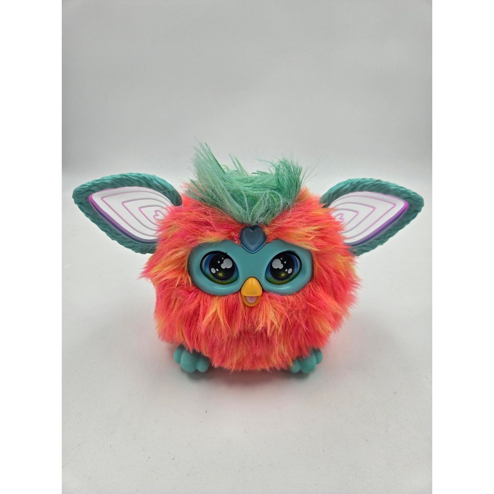 Hasbro Furby Interactive Toy Coral Pink Orange Teal 2023 Electronic Plush Works
